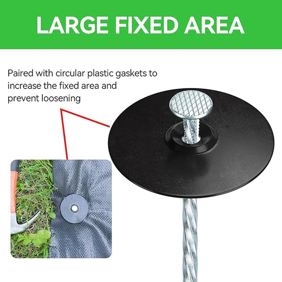 8 Inch Heavy Duty Landscape Stakes with Gasket Caps - 200 - Galvanized Spiral Garden Landscape Stakes Kit for Securing Weed Barrier Fabric, Artificial Turf, Tent and More
