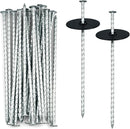 8 Inch Heavy Duty Landscape Stakes with Gasket Caps - 200 - Galvanized Spiral Garden Landscape Stakes Kit for Securing Weed Barrier Fabric, Artificial Turf, Tent and More-1