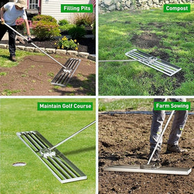 - Lawn Leveling Rake - Heavy-Duty Stainless Steel Lawn Leveling Tool for Lawn, Soil, Sand, 78'' Extra Long Handle, Ideal for Yard, Garden